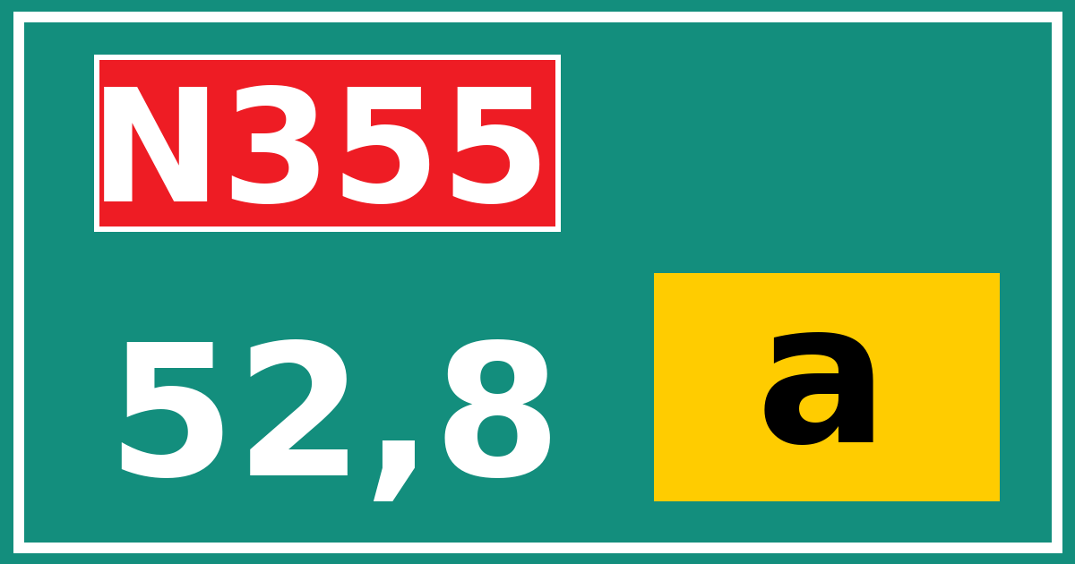 Hectometerbord N355 52,8 letter a