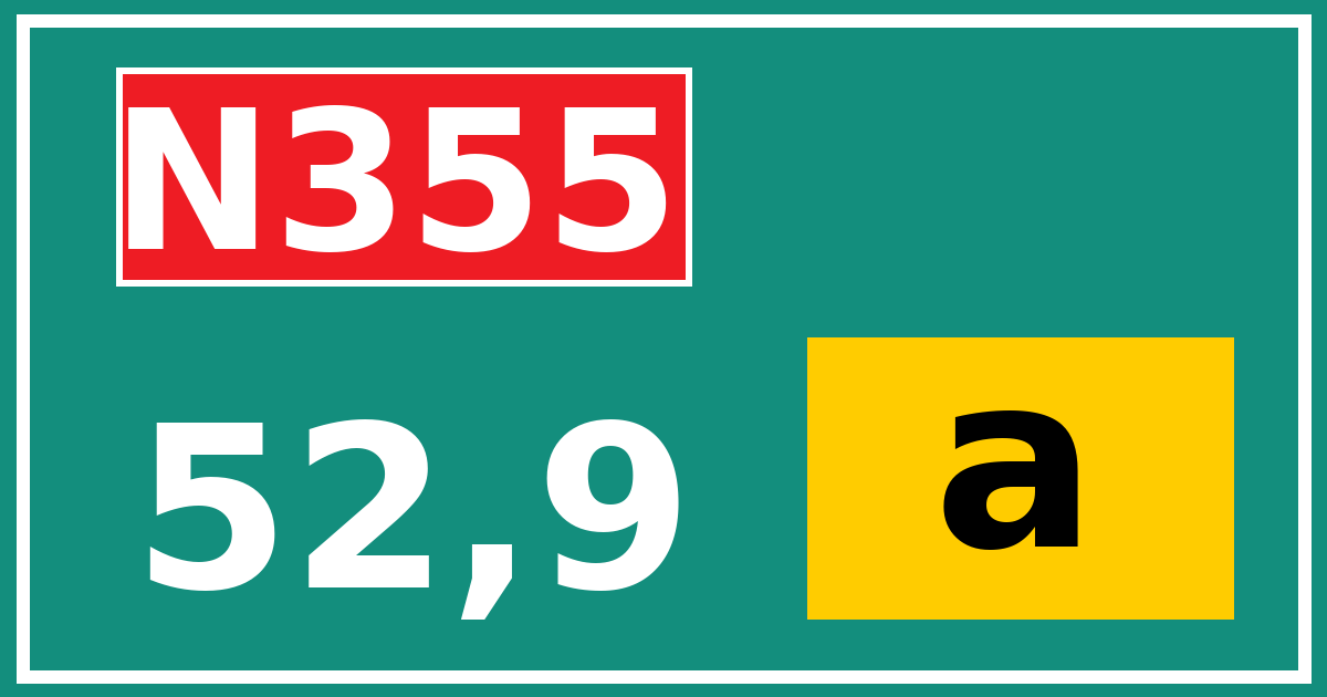 Hectometerbord N355 52,9 letter a