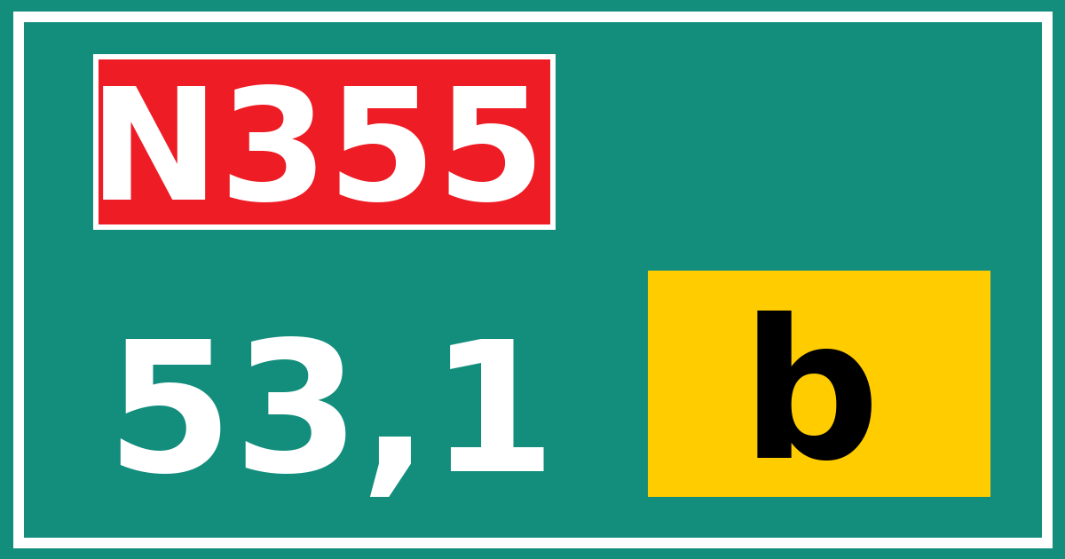 Hectometerbord N355 53,1 letter b