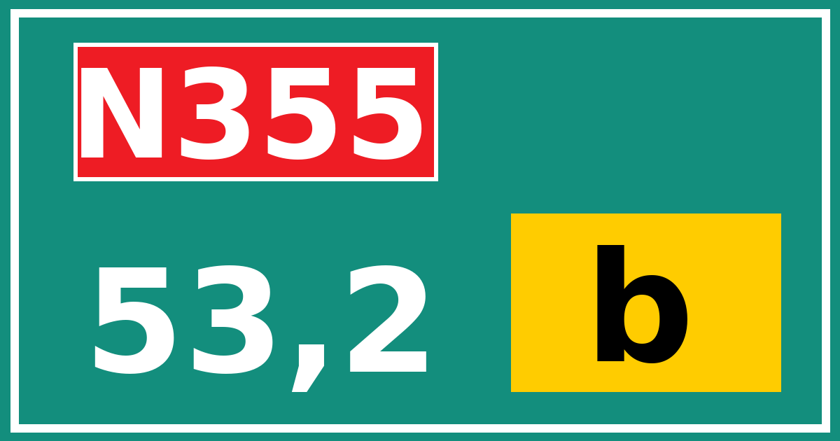 Hectometerbord N355 53,2 letter b
