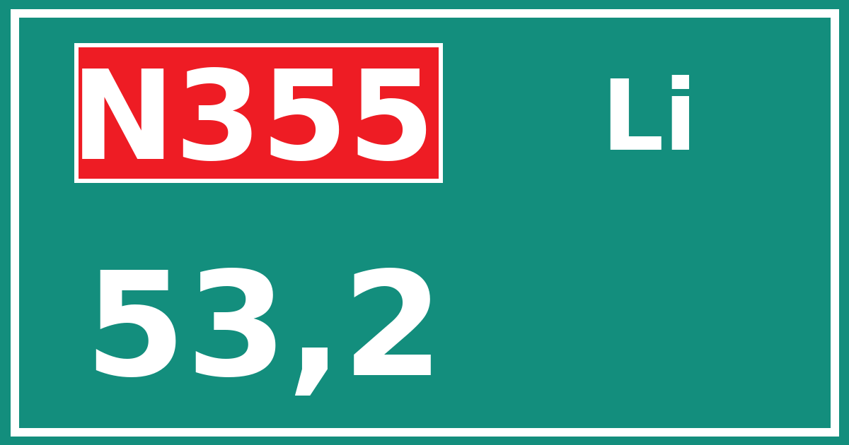 Hectometerbord N355 53,2 zijde Li