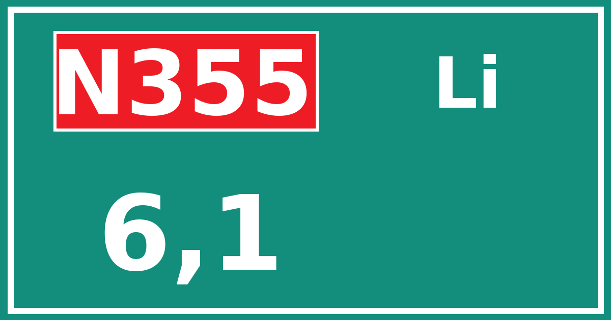 Hectometerbord N355 6,1 zijde Li