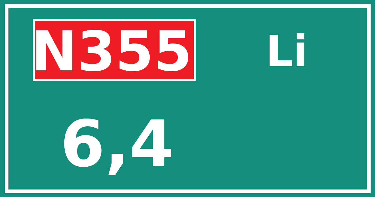Hectometerbord N355 6,4 zijde Li
