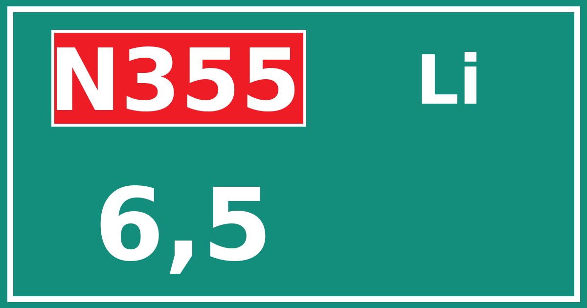 Hectometerbord N355 6,5 zijde Li