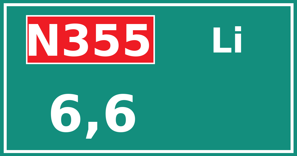 Hectometerbord N355 6,6 zijde Li
