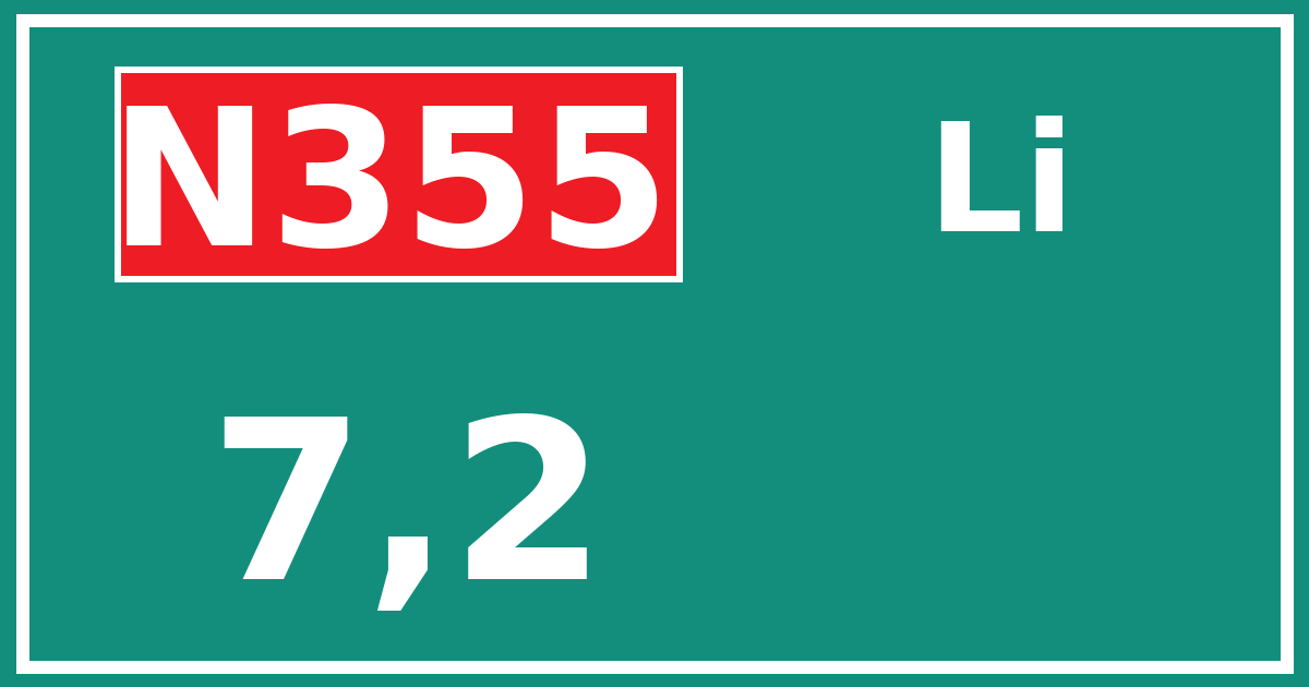Hectometerbord N355 7,2 zijde Li