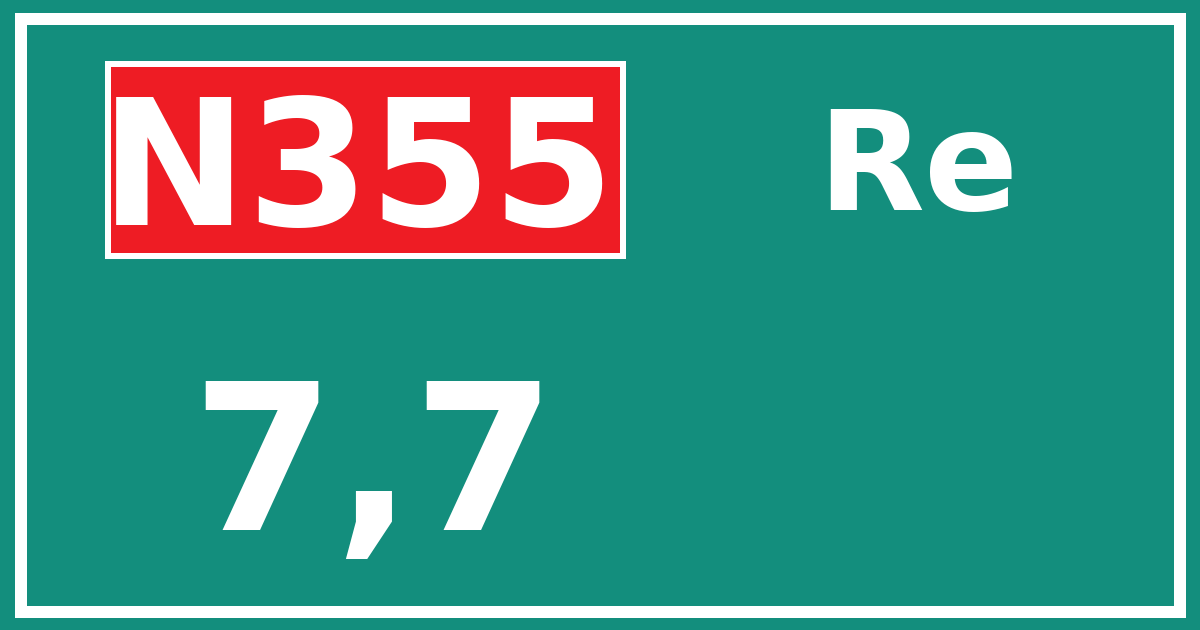 Hectometerbord N355 7,7 zijde Re