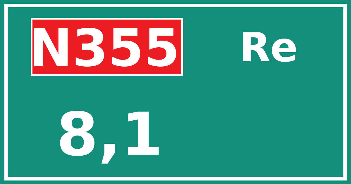 Hectometerbord N355 8,1 zijde Re