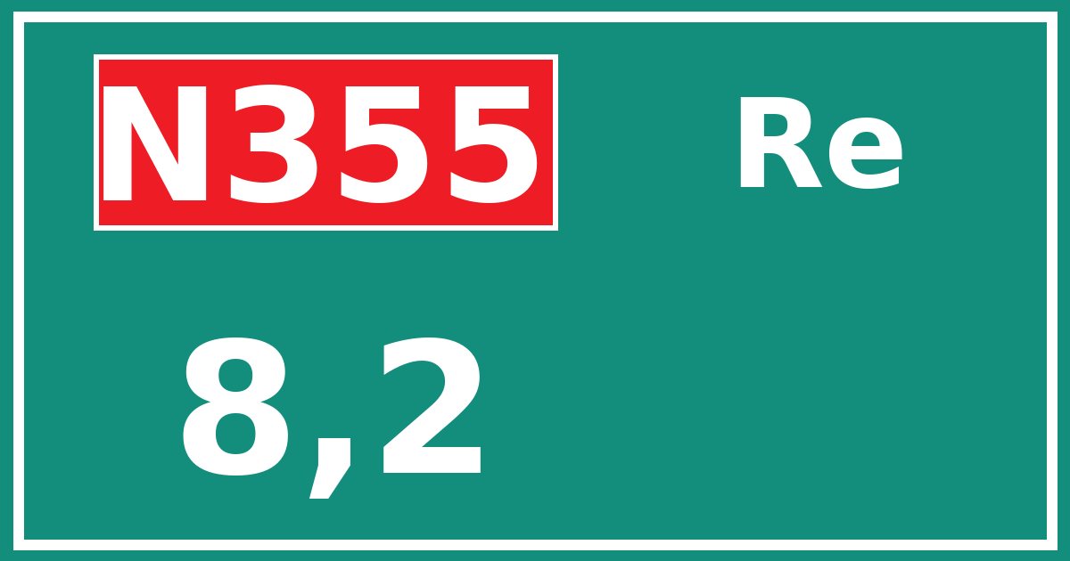 Hectometerbord N355 8,2 zijde Re