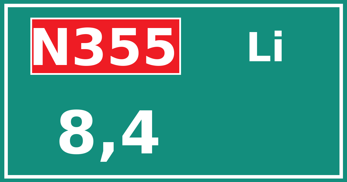 Hectometerbord N355 8,4 zijde Li