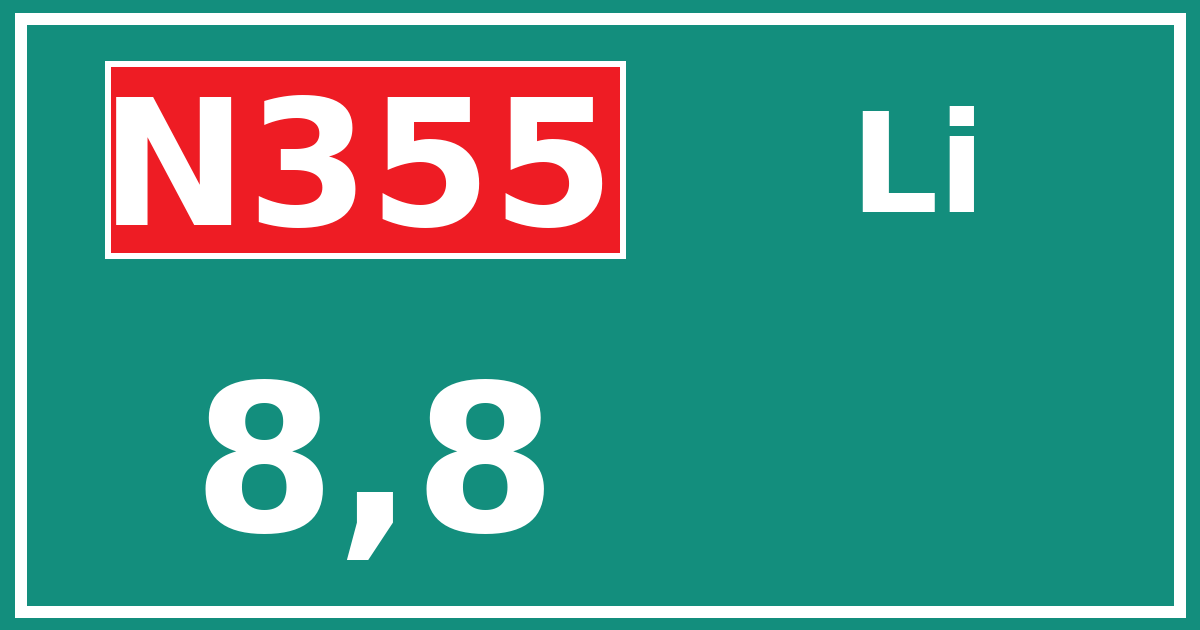 Hectometerbord N355 8,8 zijde Li