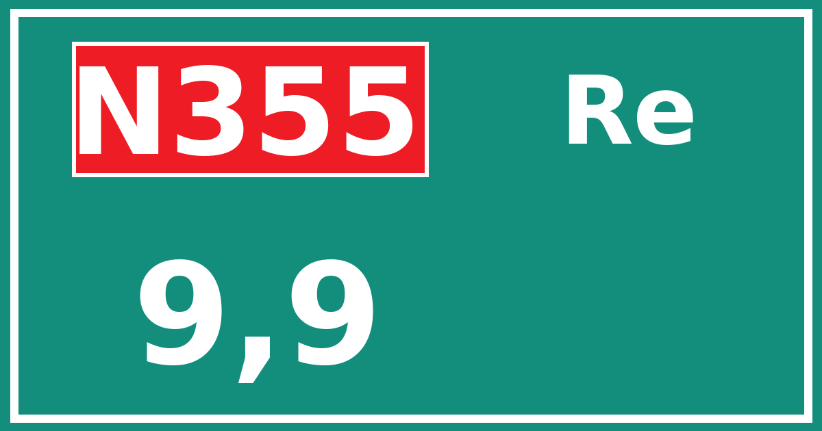 Hectometerbord N355 9,9 zijde Re
