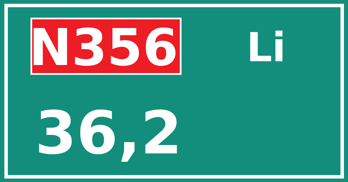 Hectometerbord N356 36,2 zijde Li