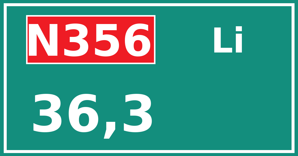 Hectometerbord N356 36,3 zijde Li