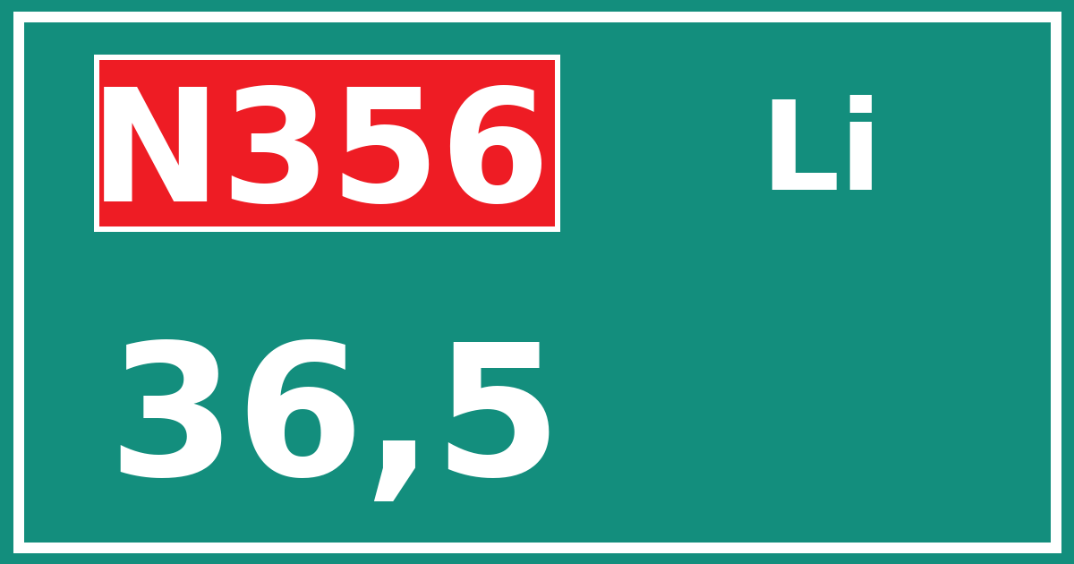 Hectometerbord N356 36,5 zijde Li