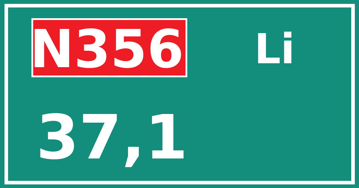 Hectometerbord N356 37,1 zijde Li