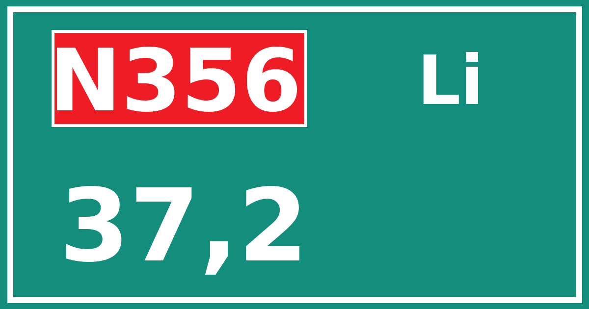 Hectometerbord N356 37,2 zijde Li
