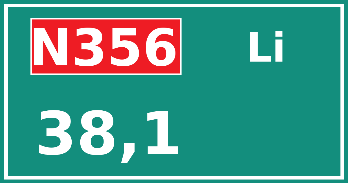 Hectometerbord N356 38,1 zijde Li