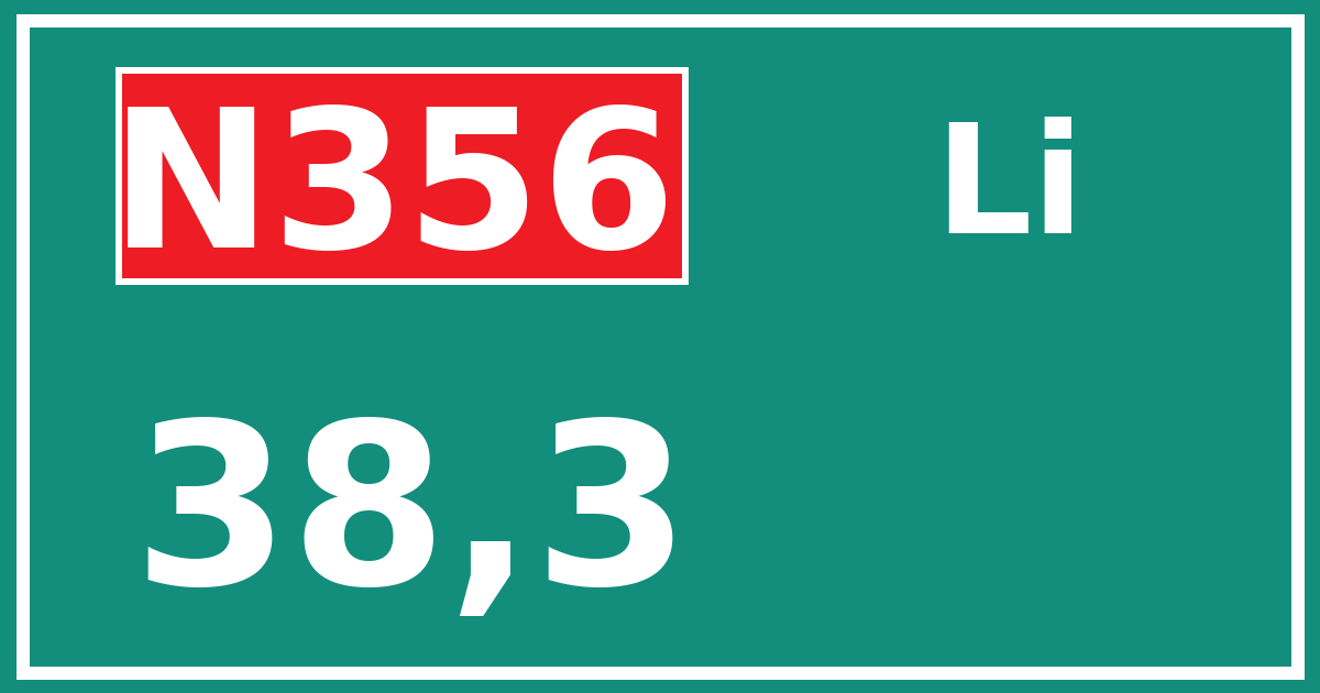 Hectometerbord N356 38,3 zijde Li