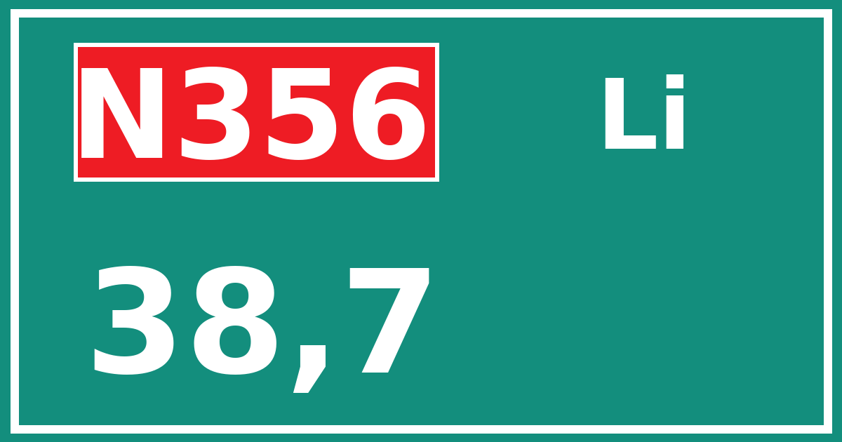 Hectometerbord N356 38,7 zijde Li