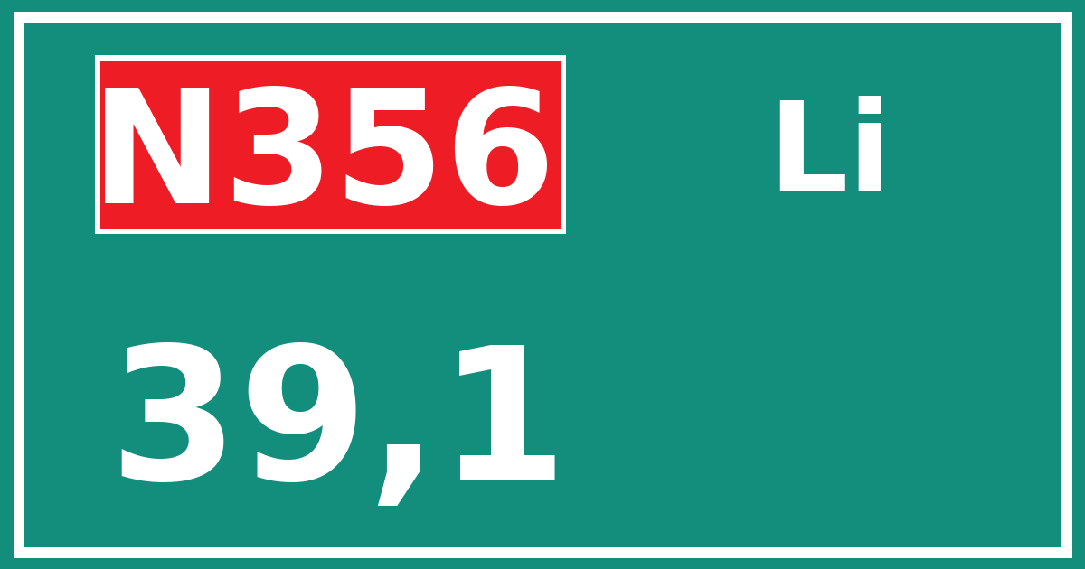 Hectometerbord N356 39,1 zijde Li