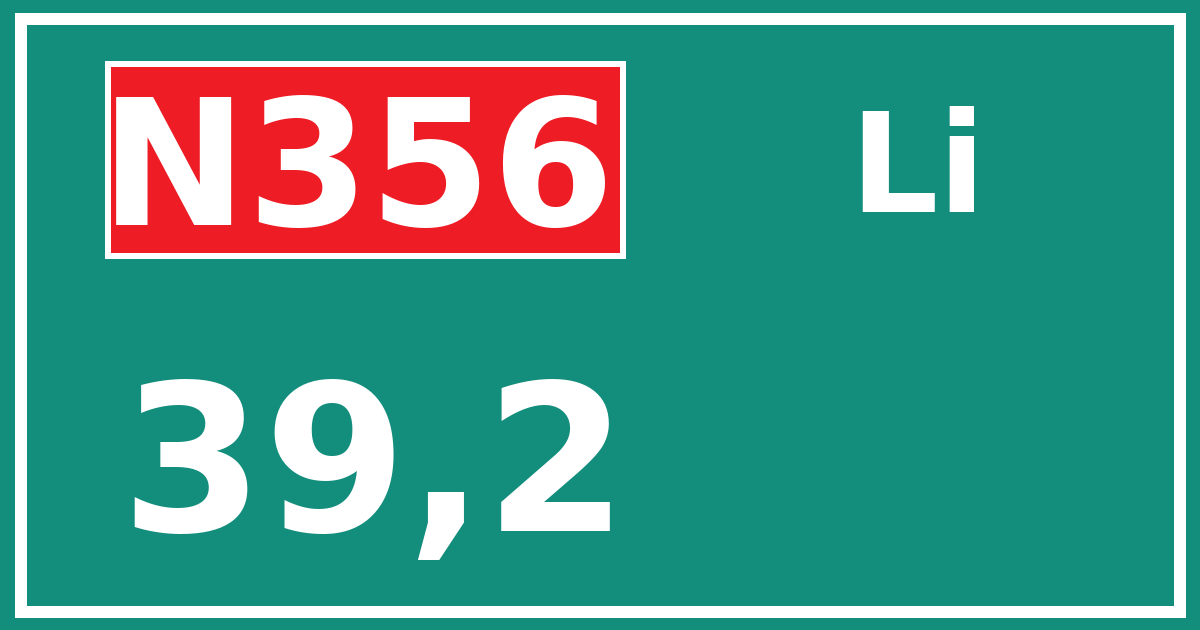 Hectometerbord N356 39,2 zijde Li