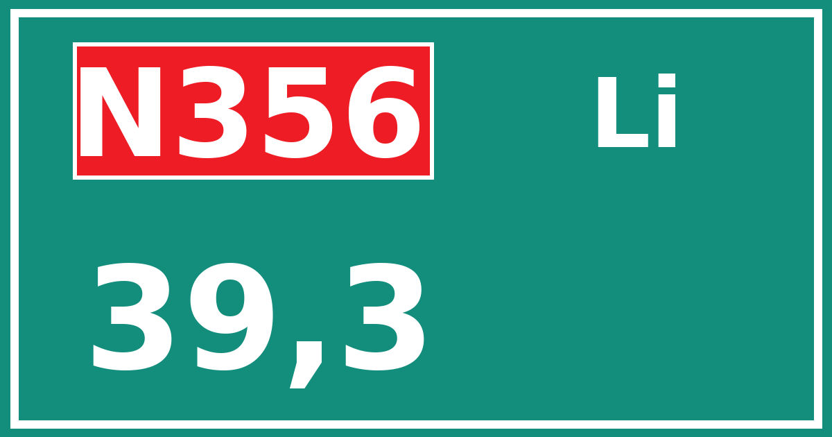 Hectometerbord N356 39,3 zijde Li