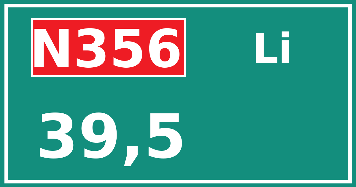 Hectometerbord N356 39,5 zijde Li