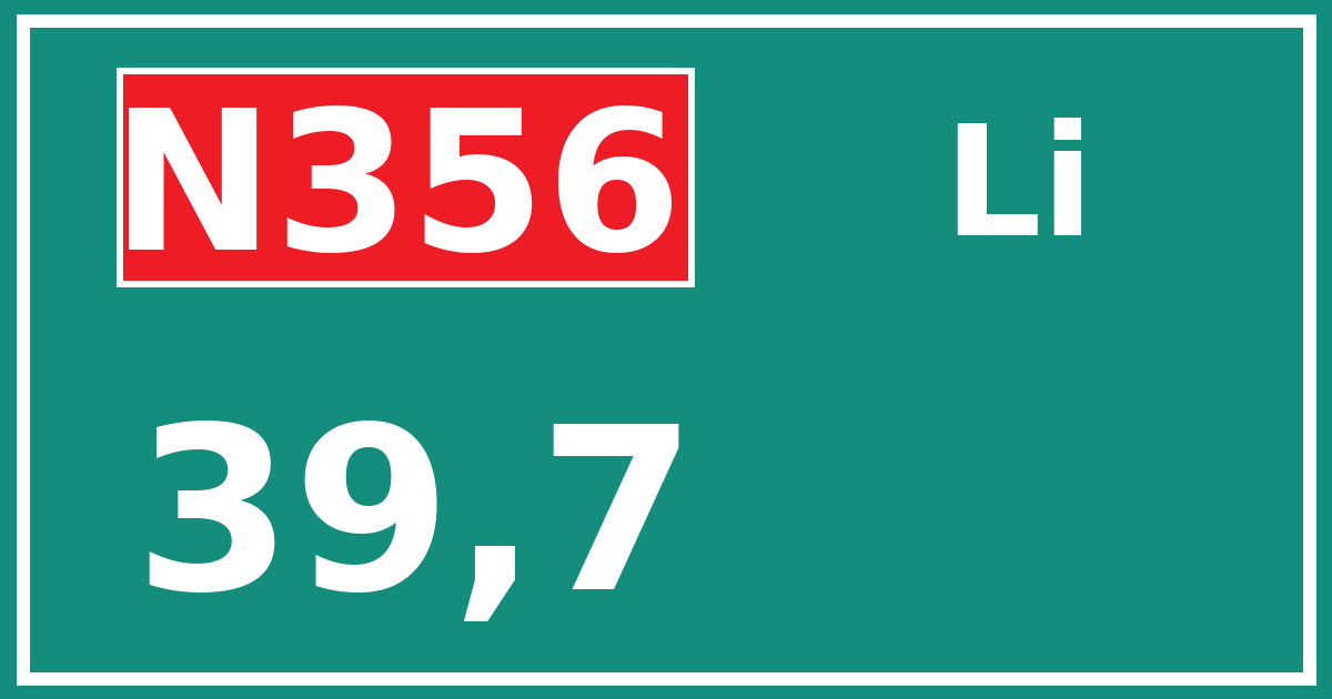 Hectometerbord N356 39,7 zijde Li