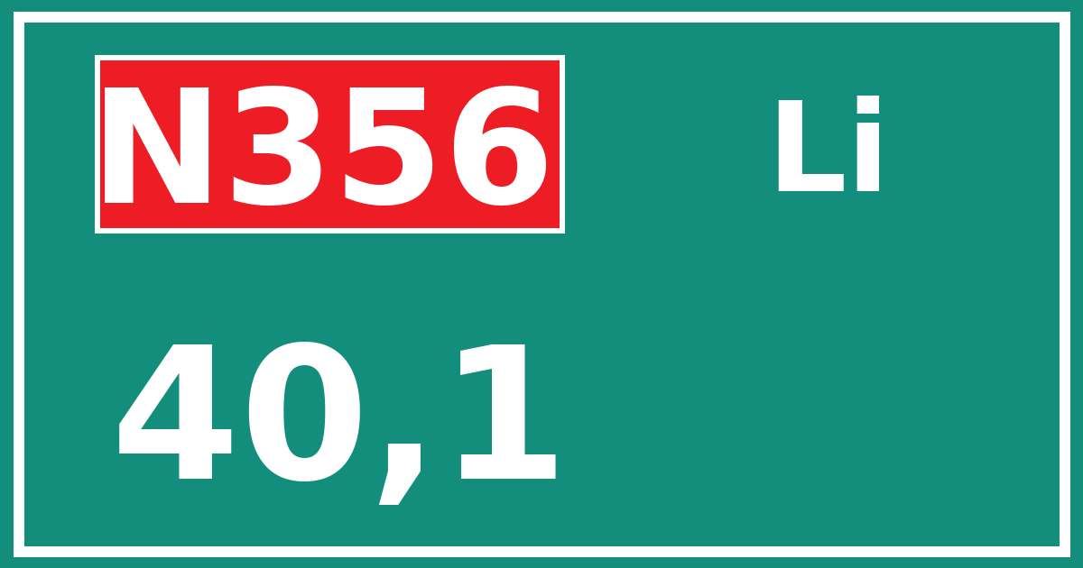 Hectometerbord N356 40,1 zijde Li