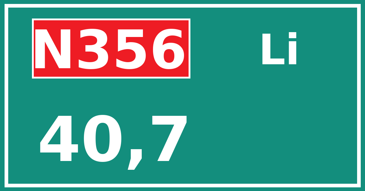 Hectometerbord N356 40,7 zijde Li
