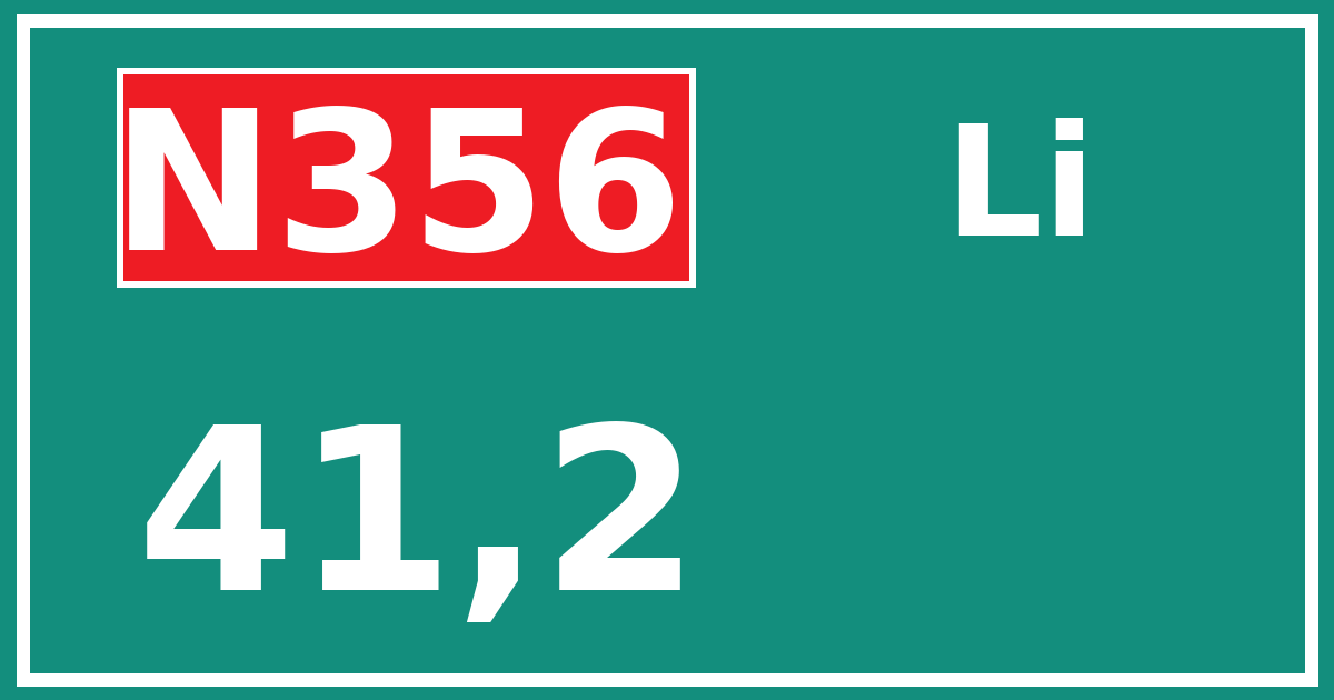 Hectometerbord N356 41,2 zijde Li