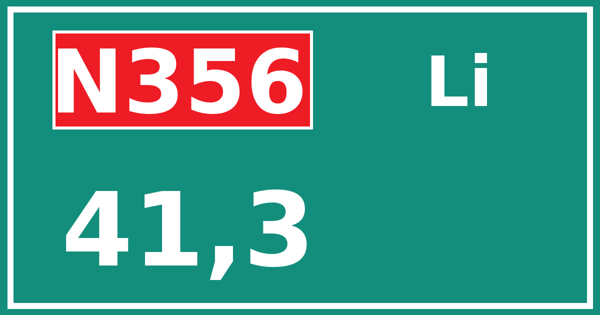 Hectometerbord N356 41,3 zijde Li