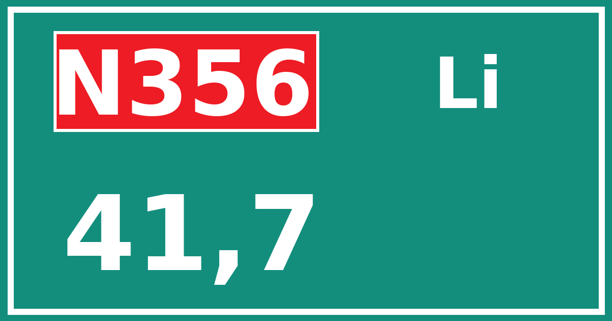 Hectometerbord N356 41,7 zijde Li
