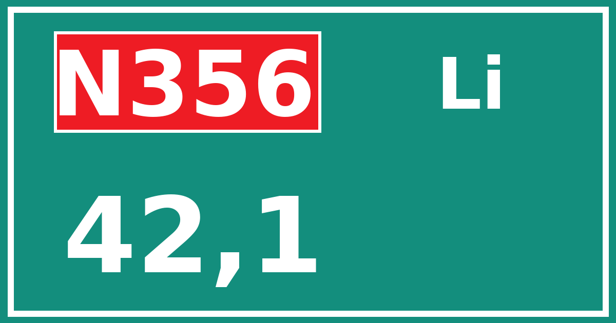 Hectometerbord N356 42,1 zijde Li