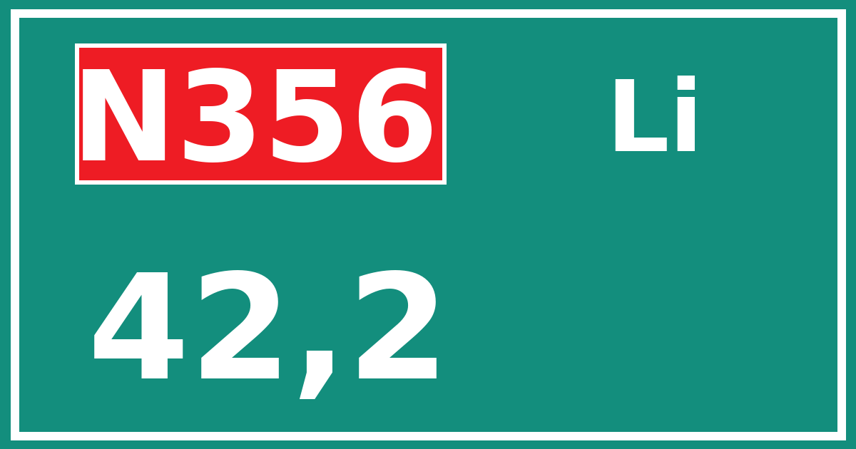 Hectometerbord N356 42,2 zijde Li
