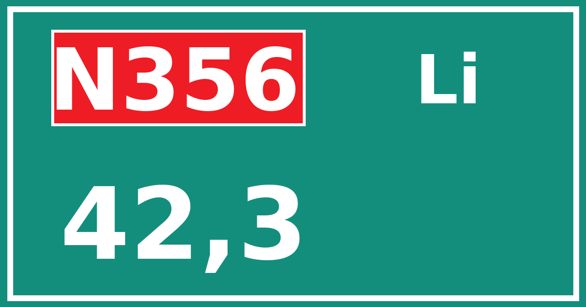 Hectometerbord N356 42,3 zijde Li