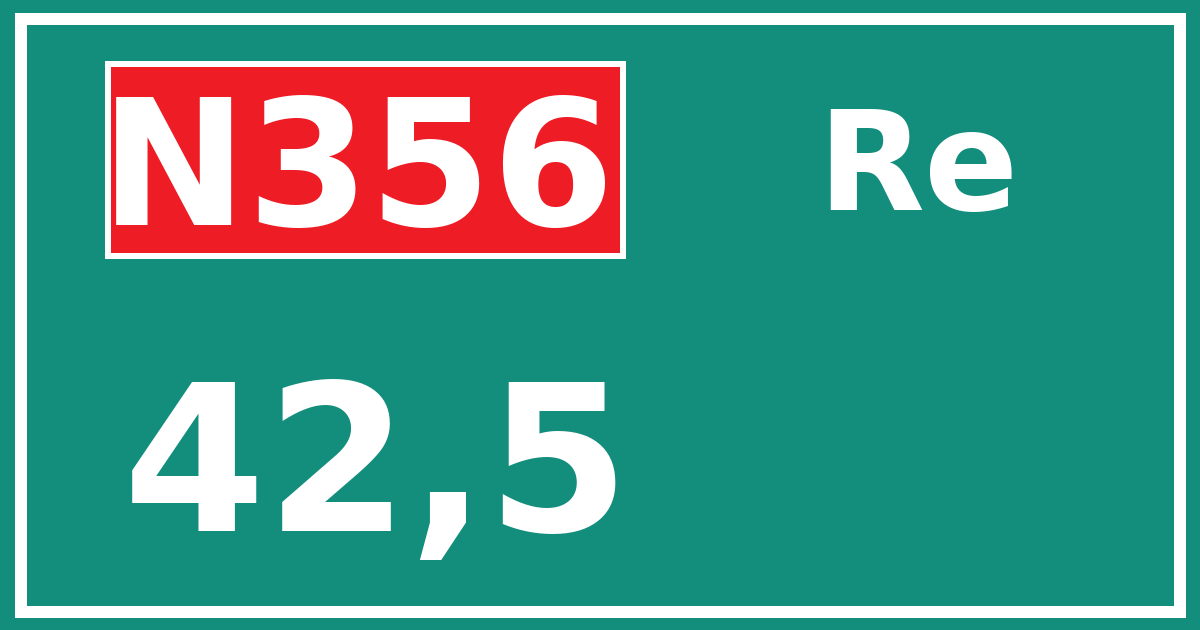 Hectometerbord N356 42,5 zijde Re