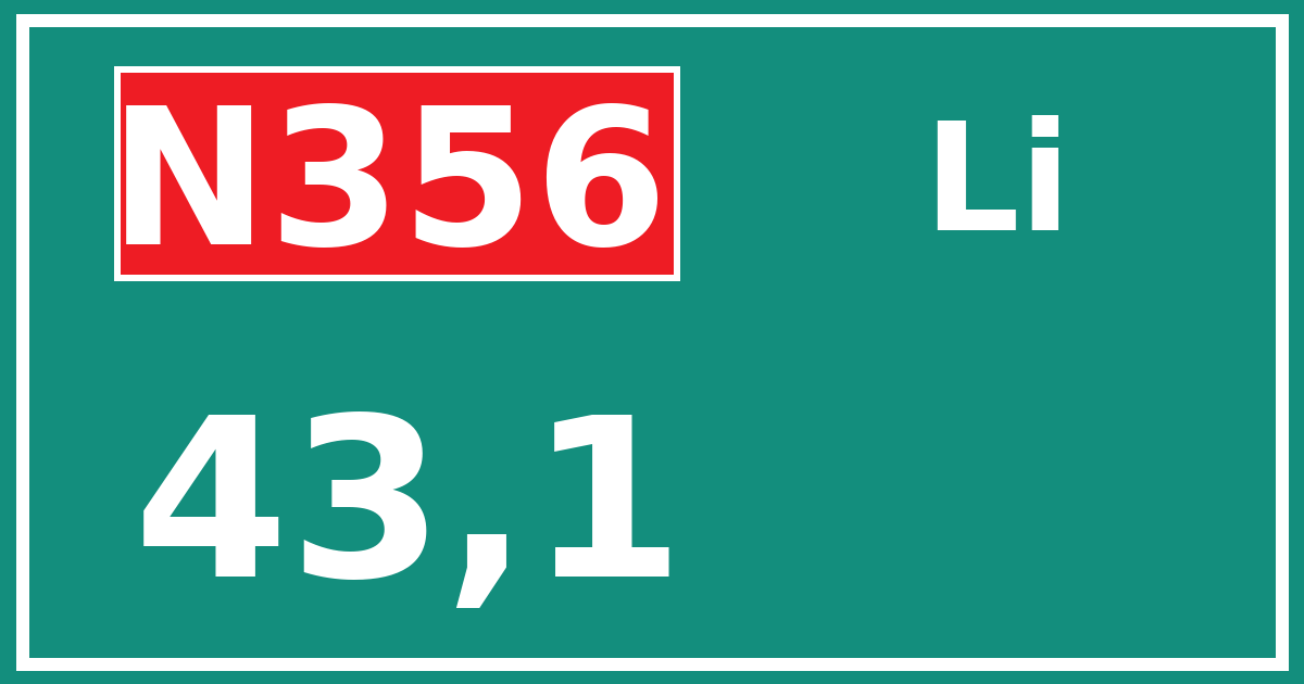 Hectometerbord N356 43,1 zijde Li