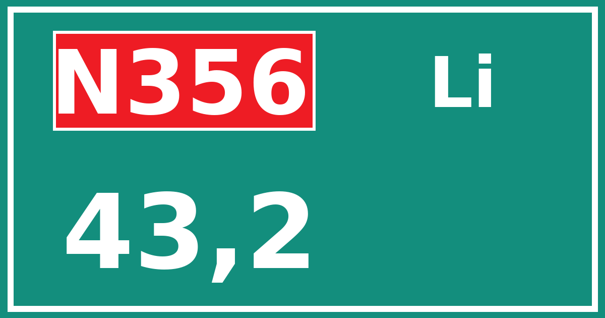 Hectometerbord N356 43,2 zijde Li