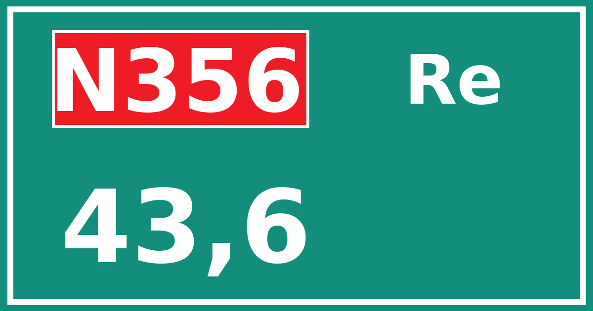 Hectometerbord N356 43,6 zijde Re