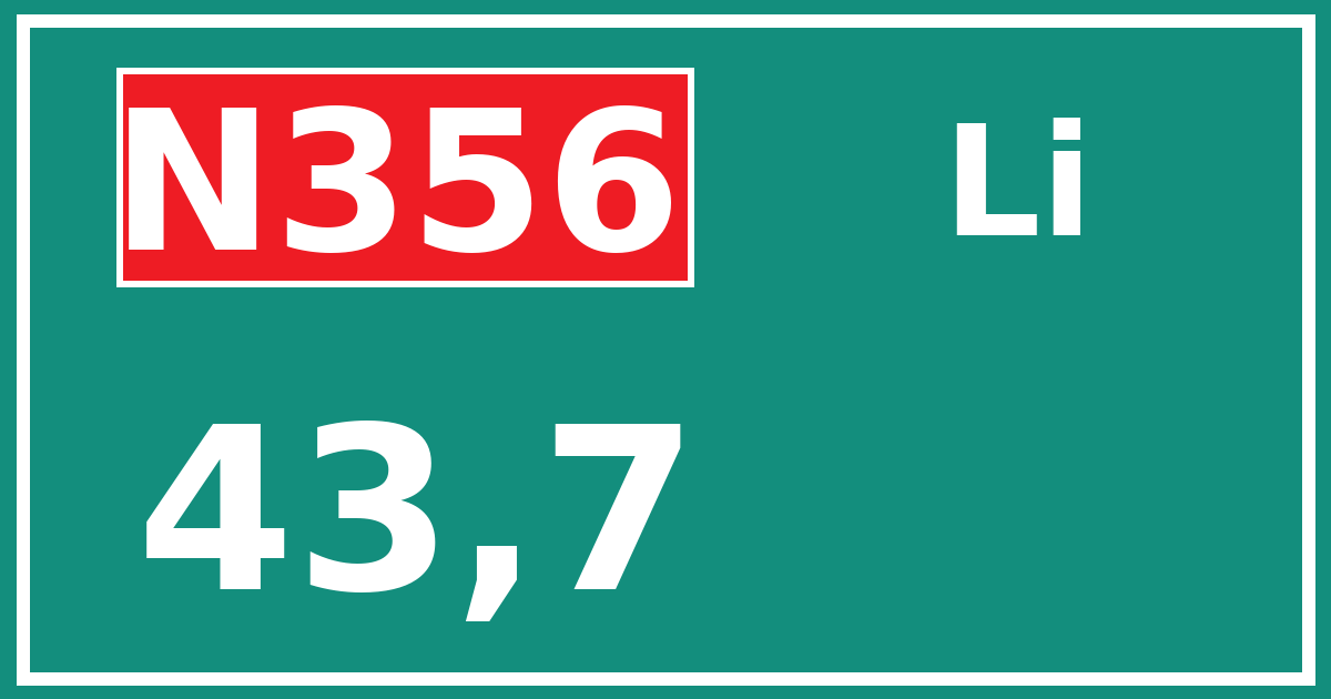 Hectometerbord N356 43,7 zijde Li