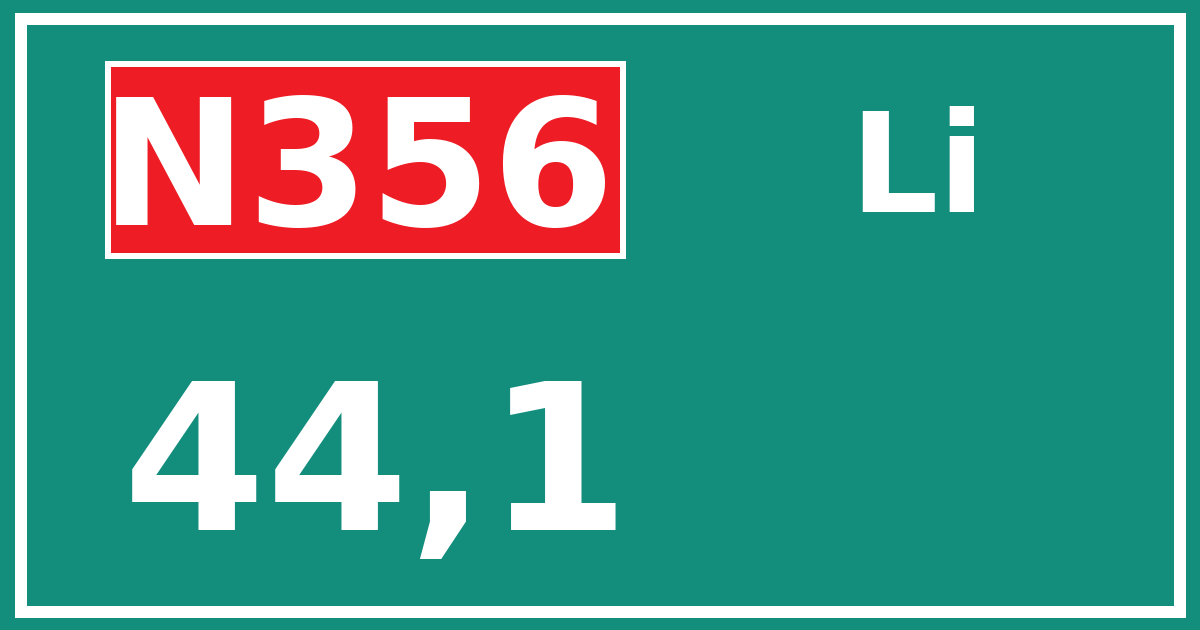 Hectometerbord N356 44,1 zijde Li