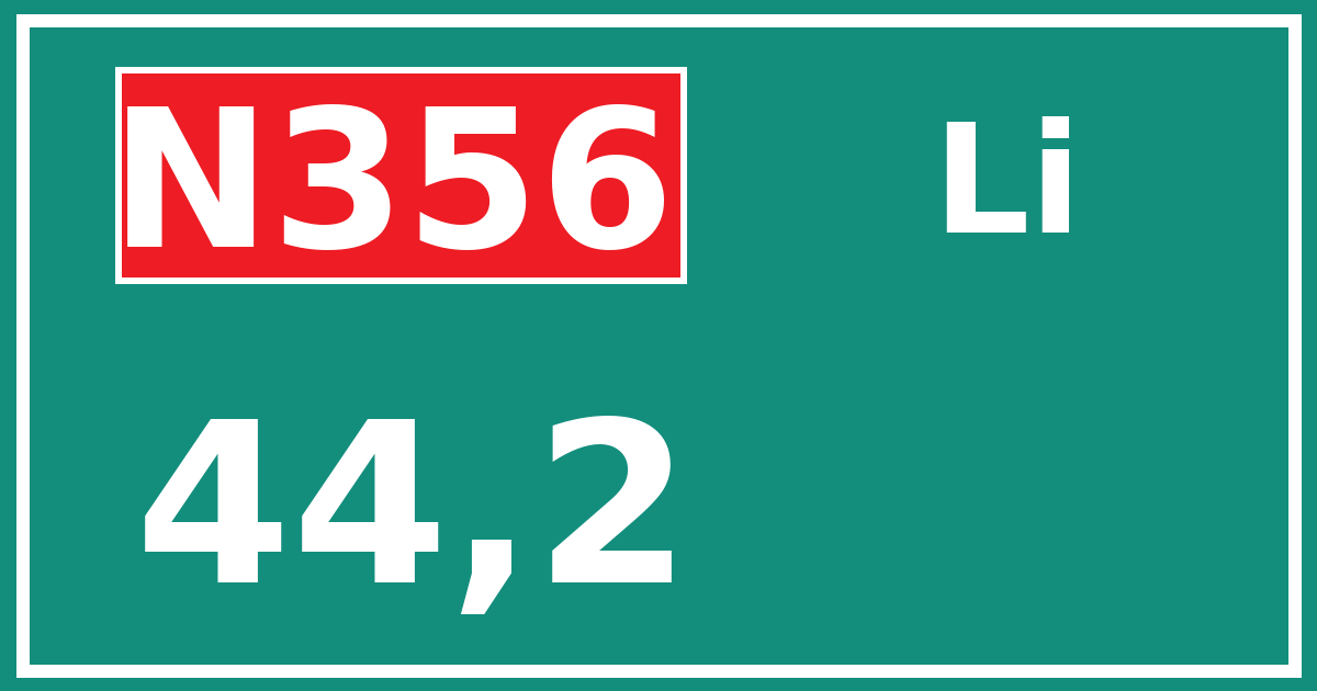 Hectometerbord N356 44,2 zijde Li