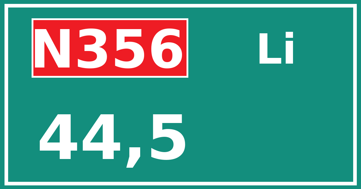 Hectometerbord N356 44,5 zijde Li