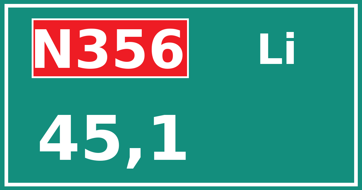 Hectometerbord N356 45,1 zijde Li