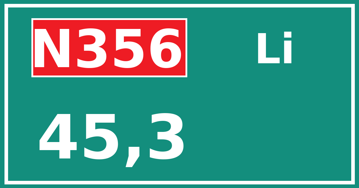 Hectometerbord N356 45,3 zijde Li