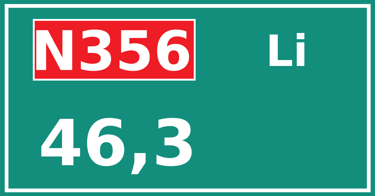 Hectometerbord N356 46,3 zijde Li