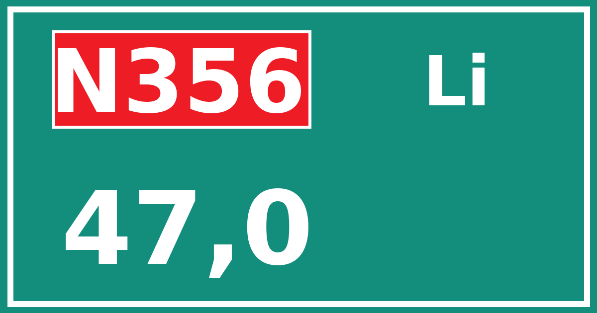 Hectometerbord N356 47,0 zijde Li