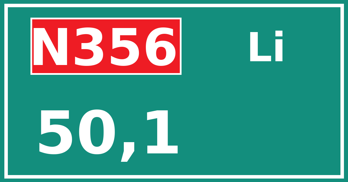 Hectometerbord N356 50,1 zijde Li